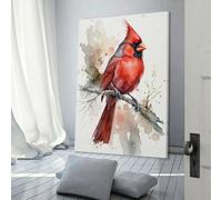 Affiche d'art aquarelle Cardinal Bird, œuvres d'art sur toile, affiche murale, décoration moderne pour la maison, décoration de fête d'anniversaire, 60 x 90 cm