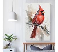 Affiche d'art aquarelle Cardinal Bird, œuvres d'art sur toile, affiche murale, décoration moderne pour la maison, décoration de fête d'anniversaire, 20 x 30 cm