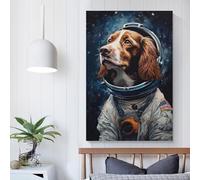 Affiche d'art astronaute épagneul breton, œuvres d'art, toile, affiche murale, décoration moderne pour la maison, décoration de fête d'anniversaire, 50 x 75 cm