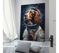 Affiche d'art astronaute épagneul breton, œuvres d'art, toile, affiche murale, décoration moderne pour la maison, décoration de fête d'anniversaire, 50 x 75 cm