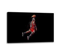 Affiche d'art De Graffiti De Basket-Ball Michael Jordan Battant Dunk Photo Peinture Toile Impression Murale Art pour Hommes Garçons Chambre Décor Cadeau (80x120 cm(sans Chassis))