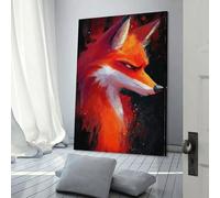 Affiche d'art de portrait de renard ardent, œuvres d'art sur toile, affiche murale, décoration moderne pour la maison, décoration de fête d'anniversaire, 30 x 45 cm