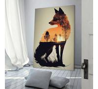 Affiche d'art en silhouette de renard, œuvres d'art sur toile, affiche murale, décoration moderne pour la maison, décoration de fête d'anniversaire, 50 x 75 cm