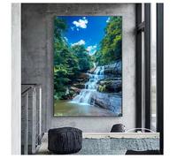 Affiche d'art Mural Paysage Naturel lac Peinture sur Toile Cascade forêt Images d'art Mural Modernes pour Salon décoration d'intérieur - 50x70cm sans Cadre