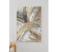 Affiche d'art mural sur toile encadrée, peinture abstraite, or et argent, œuvre d'art moderne de luxe, image imprimée, décoration d'intérieur, 50x70cm (20x28 pouces) avec cadre