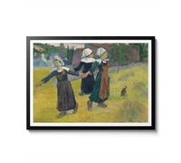 Affiche d'art murale vintage avec inscription « Breton Girls Dancing by Paul Gauguin » - Format A2 (encadré) - 59,4 x 42 cm