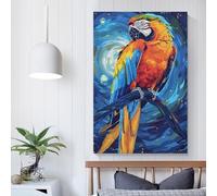 Affiche d'art numérique personnalisable avec perroquet coloré sur une branche, décoration pour la maison, le bureau, le salon, la chambre à coucher, idée cadeau d'anniversaire pour femme, 60 x 90 cm