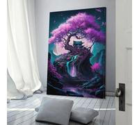 Affiche d'art sur toile représentant un arbre magique rose, décoration murale moderne pour chambre à coucher, salon, 20 x 30 cm