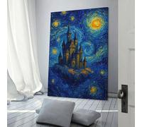 Affiche d'art sur toile représentant un château dans un ciel étoilé, décoration murale moderne pour chambre à coucher, salon, 30 x 45 cm