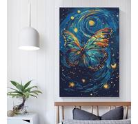 Affiche d'art sur toile représentant un papillon dans une nuit étoilée, décoration murale moderne pour chambre à coucher, décoration murale 3D pour salon, 20 x 30 cm