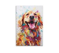 Affiche d'art visuel animal, peinture à l'huile, style Golden Retriever, peinture décorative sur toile, 40 x 60 cm