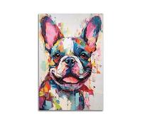 Affiche d'art visuel style peinture à l'huile bouledogue français peinture décorative sur toile murale et image d'art décoration de chambre familiale 60 x 90 cm