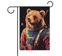 Affiche d'astronaute d'ours _ Impression rétro d'ours _ Portrait d'ours brun _ Affiche de l'espace rétro animalier_ Affiche amusante _ Andy Warhol _ Affiche vintage - 1_3 drapeau extérieur jardin