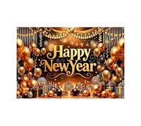 Affiche de bonne année, décoration murale avec ballons dorés, impression 2D - Décoration murale pour le Nouvel An 2026 99 x 150 cm, pour photographie, fêtes de Noël, accessoires de studio,