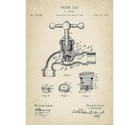 Affiche De Brevet De Salle De Bain Vintage, Rouleau De Papier Toilette, Brosse À Dents, Robinet De Douche, Impressions Sur Toile, Art Mural, Image Pour Décoration Intérieure, A3 30X40Cm Sans Cadre