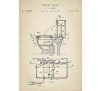 Affiche De Brevet De Salle De Bain Vintage, Rouleau De Papier Toilette, Brosse À Dents, Robinet De Douche, Impressions Sur Toile, Art Mural, Image Pour Décoration Intérieure, A6 40X50Cm Sans Cadre