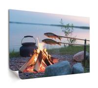 Affiche de bureau tableau mural 84x59,5 cm Feu de camp au bord du lac
