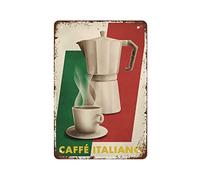 Affiche de café italien style vintage, impression rétro, publicité, cafetière Moka, art mural, expresso, décoration d'intérieur amusante, plaques en métal, parfaites pour les affiches de bar, 30,5 x