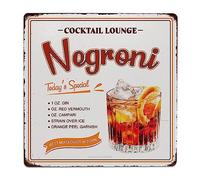 Affiche de cocktail vintage en métal, Negroni Recettes de cocktails en étain, décoration de bar, accessoires à suspendre, maison, cuisine, pub, grotte d'homme, décoration murale 20,3 x 20,3 cm