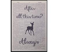 Affiche de dictionnaire vintage avec citation de Harry Potter « After All This Time Always » - Décoration murale insolite - Cadeau romantique