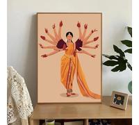 Affiche de femmes puissantes, danses du Sud asiatiques des amoureux des livres, danse classique, style tamoul bohème, peinture sur toile, 80 x 120 cm, sans cadre
