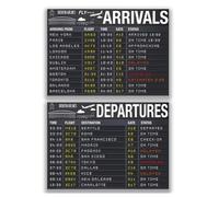 Affiche de fête d'avion, Ensemble de Deux Panneaux d'arrivée et de départ, Panneaux de Terminal d'aéroport, à Utiliser pour la décoration d'aviateur Auto-éditée - 42x60cmx2 sans Cadre