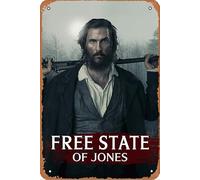 Affiche de film Free State of Jones (2016) - Plaque en métal vintage - Convient pour la maison, bar, cour, camping-car, cuisine, bureau, 30,5 x 20,3 cm, 4 trous pour une suspension facile