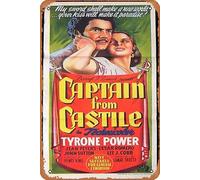 Affiche de film rétro classique « The Captain From Castille » 1947 Tyrone Power Darnell Daybill - Plaque murale décorative en métal - Cadeau pour karaoké, bar, pub, club