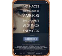Affiche de film The Social Network 2010 - Look vintage - Décoration murale en métal pour maison, cuisine, magasin, club, café, bar, pubs - 30,5 x 20,3 cm