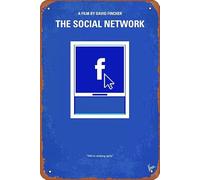 Affiche de film The Social Network en métal rétro vintage 20,3 x 30,5 cm Décoration murale