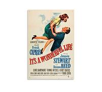 Affiche de film vintage « It's A Wonderful Life » - Impression sur toile - Décoration murale - Pour bureau, salon, dortoir, maison - Cadeau pour petit ami - 50 x 75 cm
