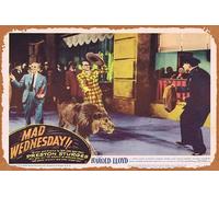 Affiche de film vintage MAD WEDNESDAY Original Lobby Card 5 Preston Sturges Harold Lloyd, plaque en métal, affiche rétro du film classique, plaque en métal pour bar, bar, restaurant, décoration murale