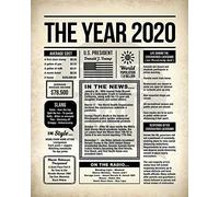 Affiche de journal de l'année 2020 Able 2020 Capsuleable Capsule temporelle pandémie mondiale Anniversaire Capsule Temps Idées Salon Café Garage Affiche en métal 20,3 x 30,5 cm