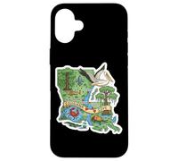 Affiche de la Carte de la Louisiane avec Charme du Sud Coque pour iPhone 16 Plus