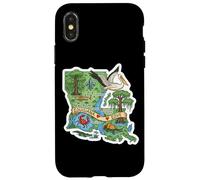 Affiche de la Carte de la Louisiane avec Charme du Sud Coque pour iPhone X/XS