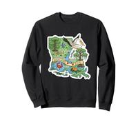 Affiche de la Carte de la Louisiane avec Charme du Sud Sweatshirt