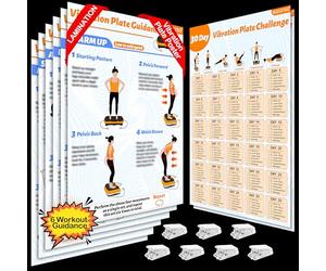 Affiche de la machine d'exercice à plaque vibrante BQDQYBS - 6 conseils d'entraînement et 2 planificateurs, tableau complet d'entraînement par vibrations corporelles