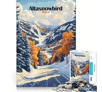 Affiche de la Station de Ski Altasnowbird Puzzle Adulte 1000 pièces Jeu de Stimulation mentale Découpe Laser de qualité supérieure Activité relaxante en Groupe à l'intérieur (38x52cm)