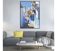 Affiche de la ville bleue du Maroc, peinture sur toile murale, image de paysage, décoration de salon, chambre à coucher, café 50x70cm sans cadre