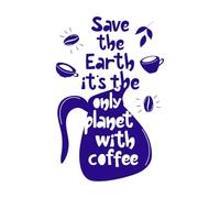 affiche de lettrage dessinée à la main Sauver la Terre, c'est la seule planète avec un design de café Décorations murales en vinyle 57.6x87.8cm Stickers pour vitres Bleu foncé