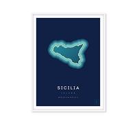 Affiche de l'île de la Sicile - 30 x 40 cm