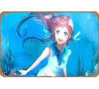 Affiche de manga Manaka Mukaido, Nagi No Asukara - Décoration murale rétro en métal - 20,3 x 30,5 cm