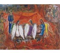 Affiche de Marc Chagall Illustration murale abstraite 《Abraham et les trois anges》 par Marc Chagall Estampes Peinture sur toile de personnes pour la décoration intérieure 40x50cm Non encadrée