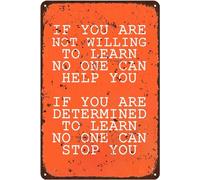 Affiche de motivation moderne en métal avec inscription « If You Are Determined To Learn No One Can Stop You » - Décoration d'intérieur - Accessoires de porte - Cadeaux - 30,5 x 20,3 cm