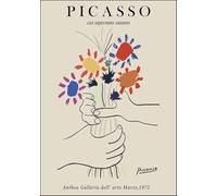 Affiche de Pablo Picasso Illustration murale abstraite en couleur《Fleur de la Paix》 par Pablo Picasso Estampes Bouquet Peinture sur toile pour la décoration intérieure 40x50cm Non encadrée