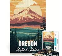 Affiche de Paysage montagneux de l'Oregon pour Adultes, Puzzle de 1000 pièces, Jeu de réflexion, évasion et Calme, pièce de Collection de qualité découpée (38x26cm)