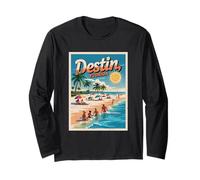 Affiche de plage rétro des années 80 de Destin Florida Manche Longue