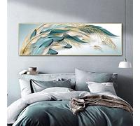 Affiche de plumes dorées modernes peinture abstraite sur toile imprime des affiches nordiques Art mural pour salon décoration de la maison 50x150 cm sans cadre