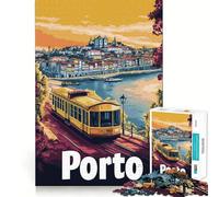 Affiche de Porto avec Tramway Puzzle de 1000 pièces pour Adolescents Jeu intellectuel Temps en Famille Découpe de qualité Cadeau Unique (50x75cm)