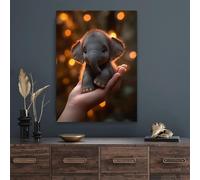 Affiche de portrait d'animal de bébé, chiot dans la paume de votre main, peinture sur toile, bébé paresseux, impression, art de bureau, décoration murale, 80 x 120 cm, sans cadre